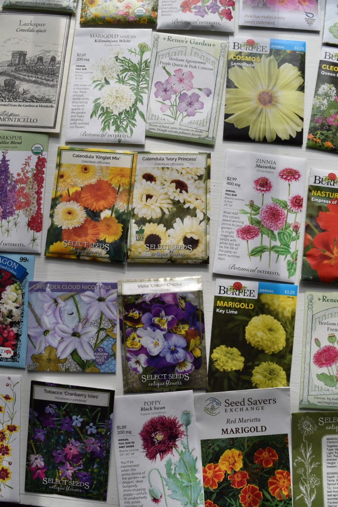 A collection of seed packets
