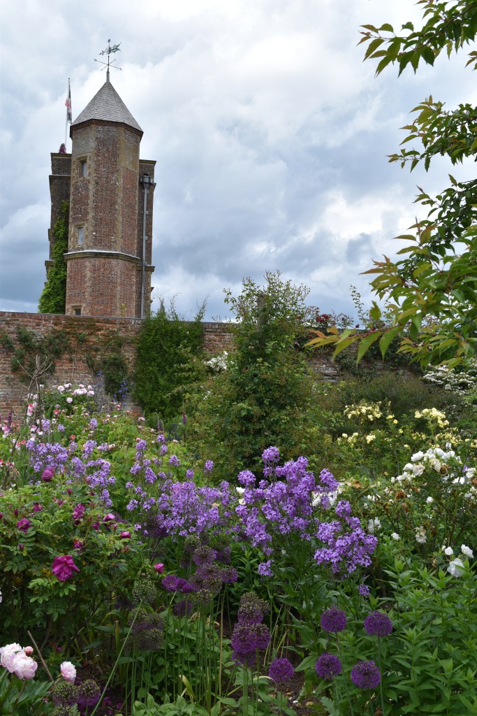 Sissinghurst tower and flowers May