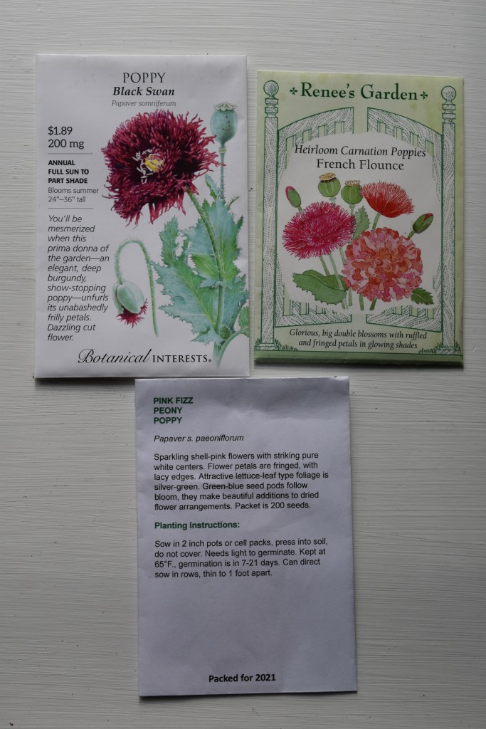 Poppy flower seed packets