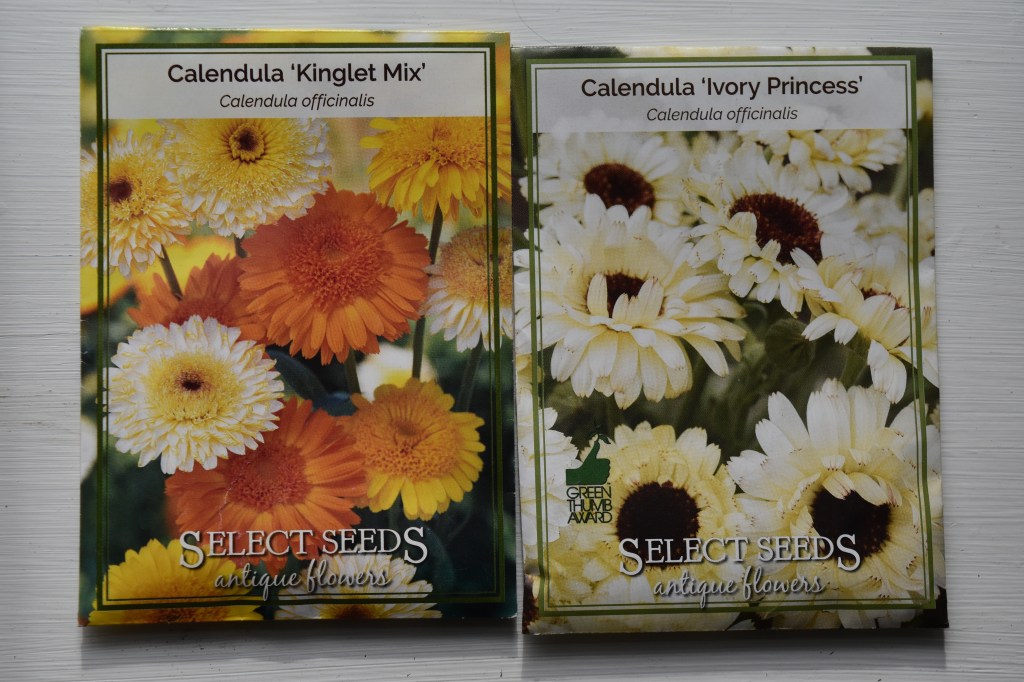 Calendula seed packets - a type of marigold