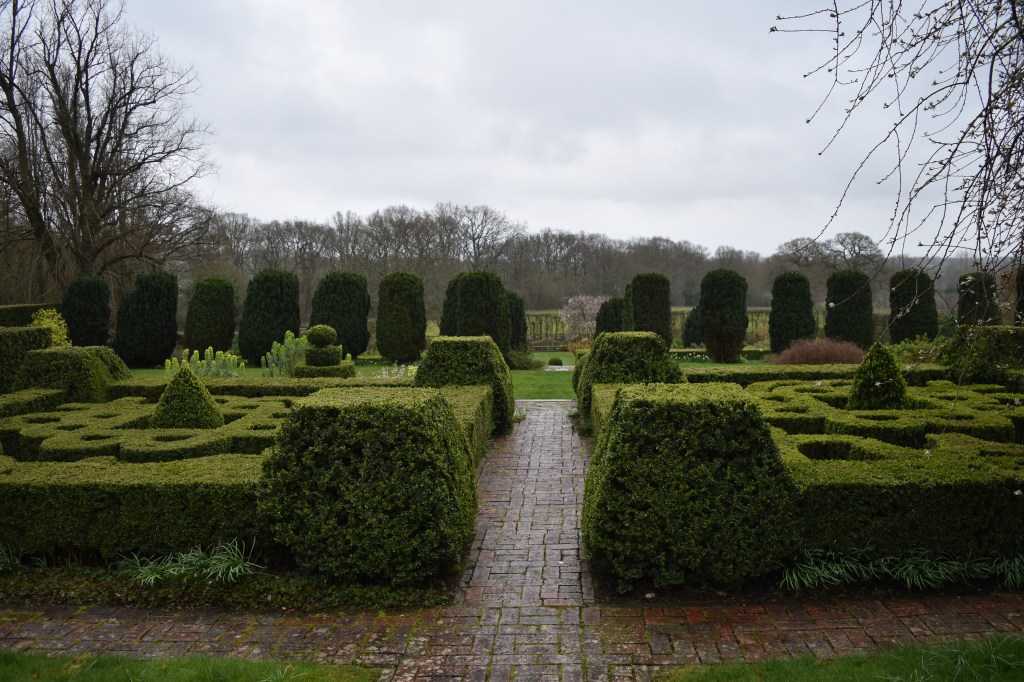 View down the garden at Longbarn, Sevenoaks, Kent