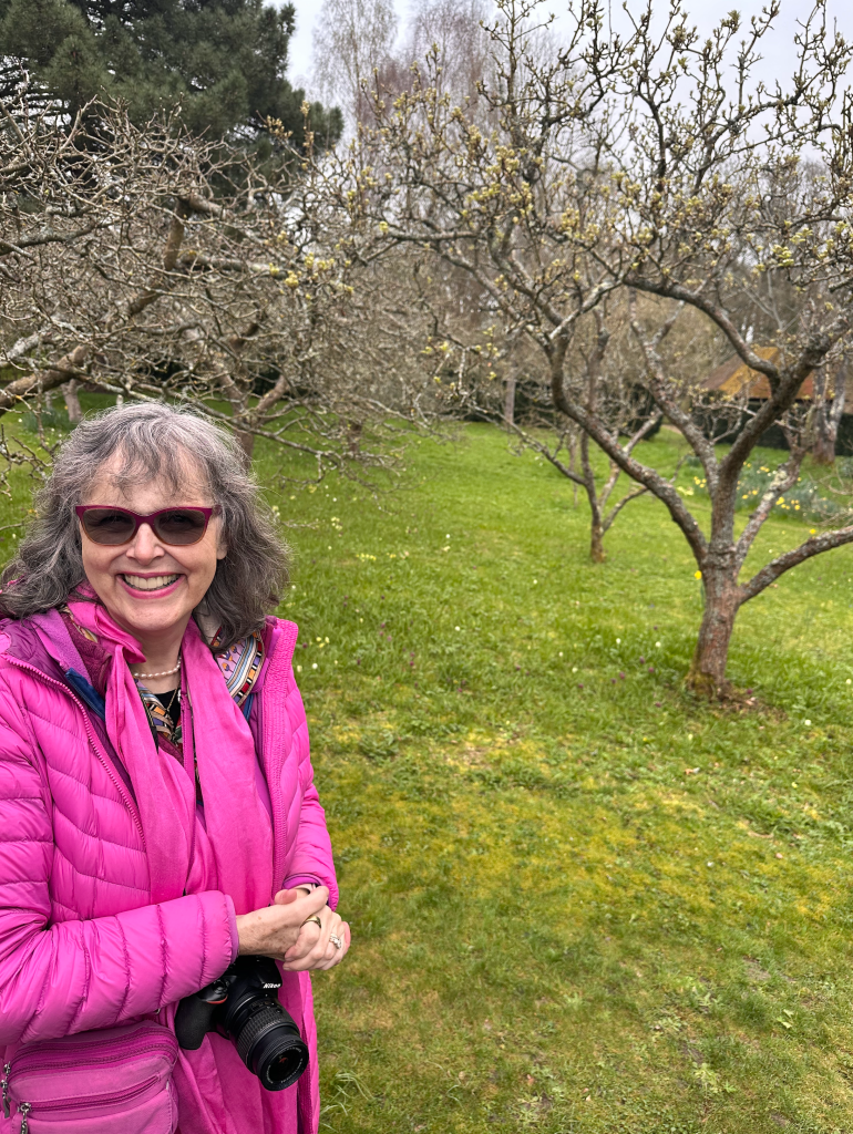 Jenny Rose Carey in the spring garden at Longbarn, Sevenoaks, Kent England