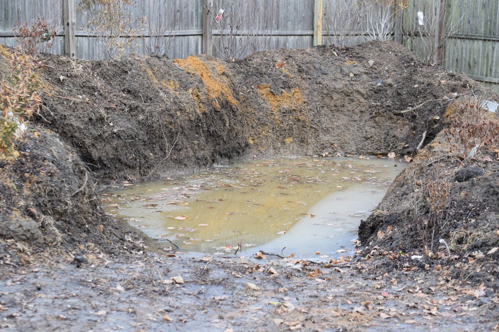 The rain garden as it is being dug out- at Northview Garden