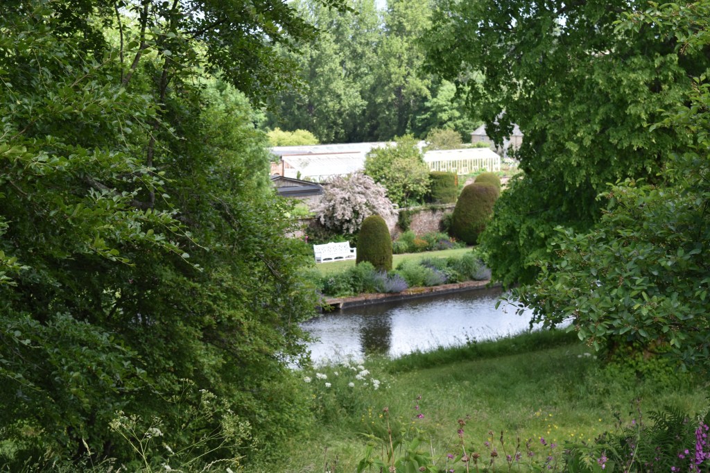 View from the hill above the Long Pond - the white bench is visible