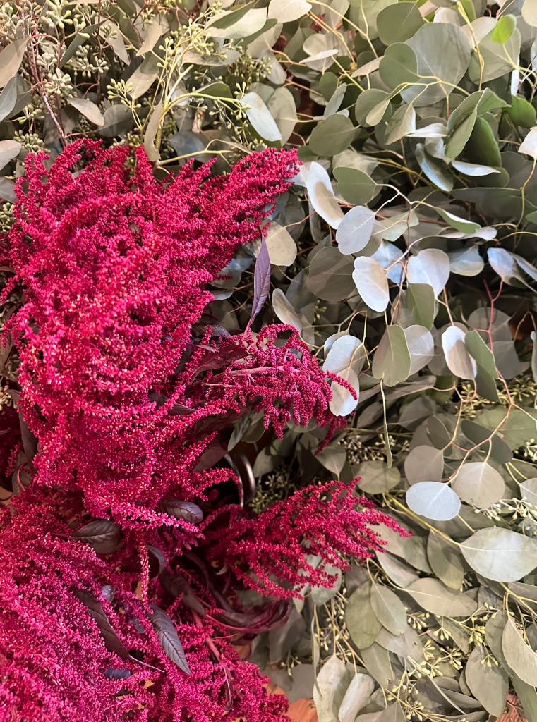 Wedding flower colors burgundy-maroon, sage green and cream
