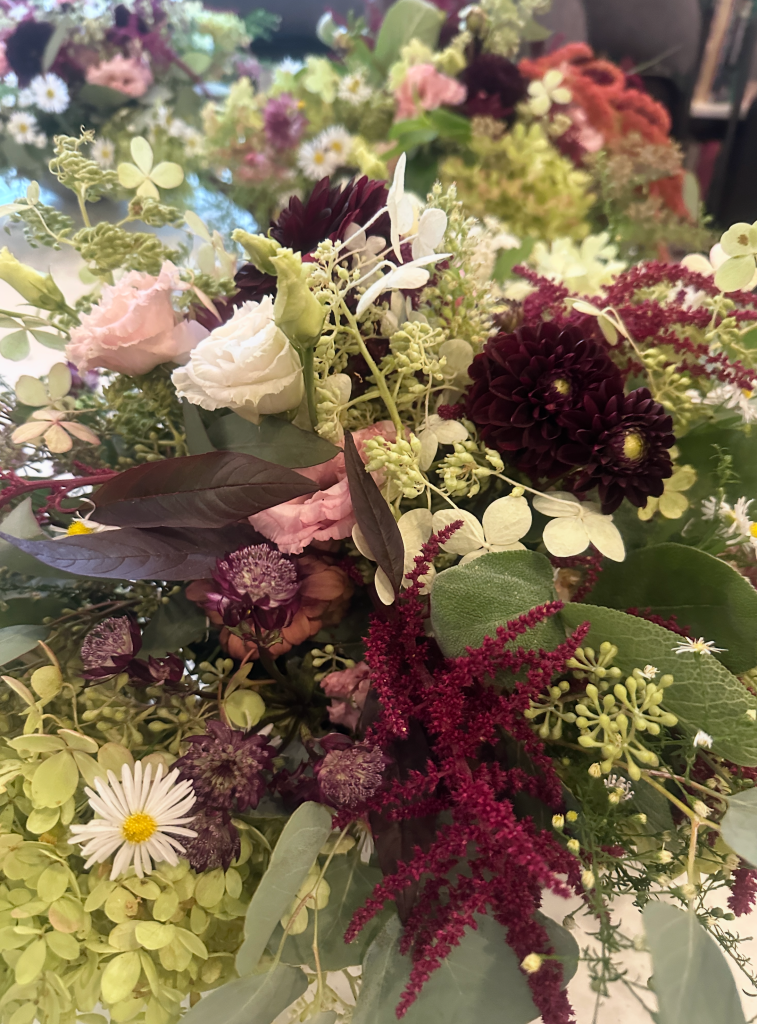 Flower arrangements for a garden wedding